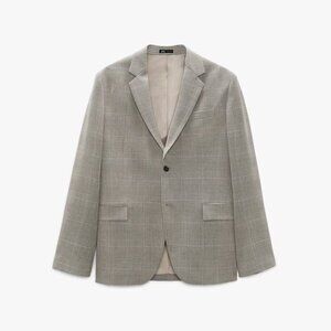 ZARA CHECKED SUIT JACKET BEIGE SIZE 40 | 4259/744/986